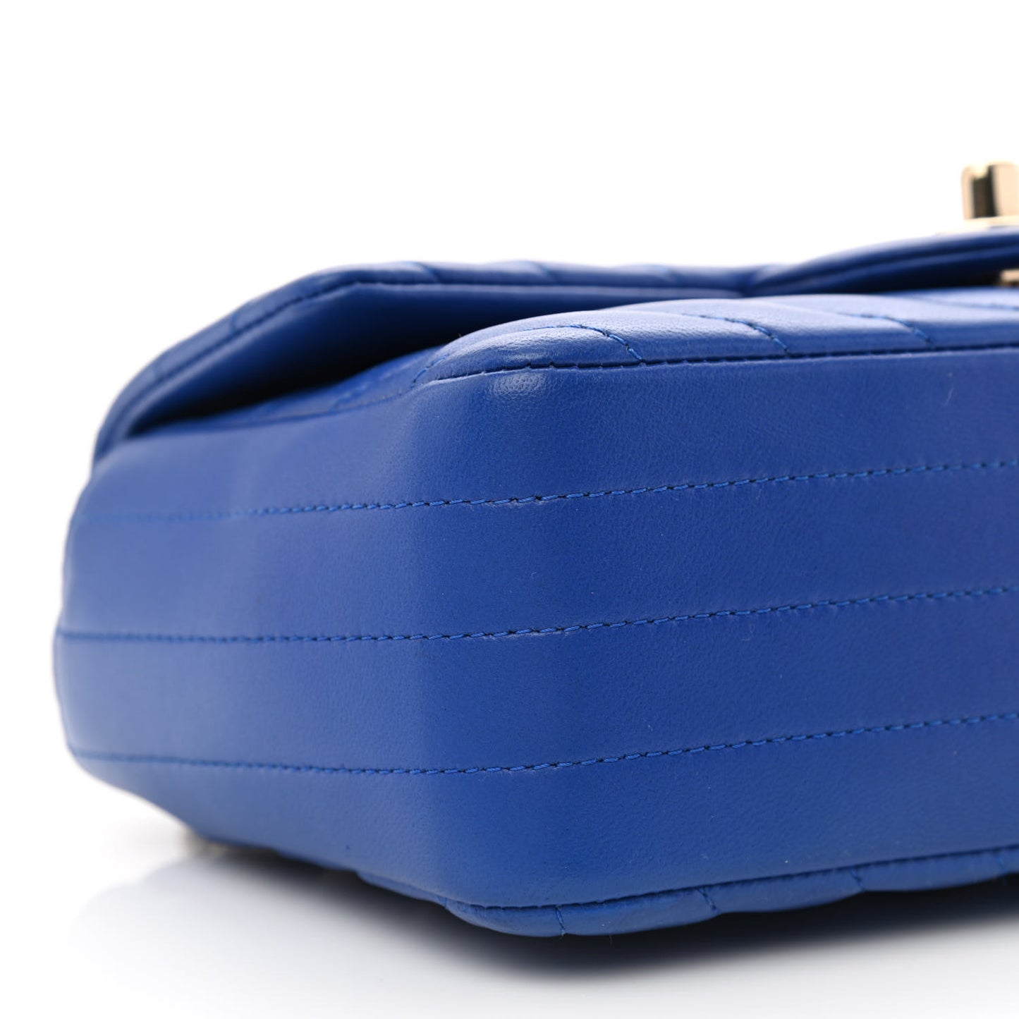 Lambskin Chevron Quilted Mini Rectangular Flap Blue
