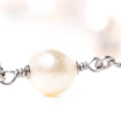 Chanel Crystal Pearl CC Long Necklace Silver 5 of 6