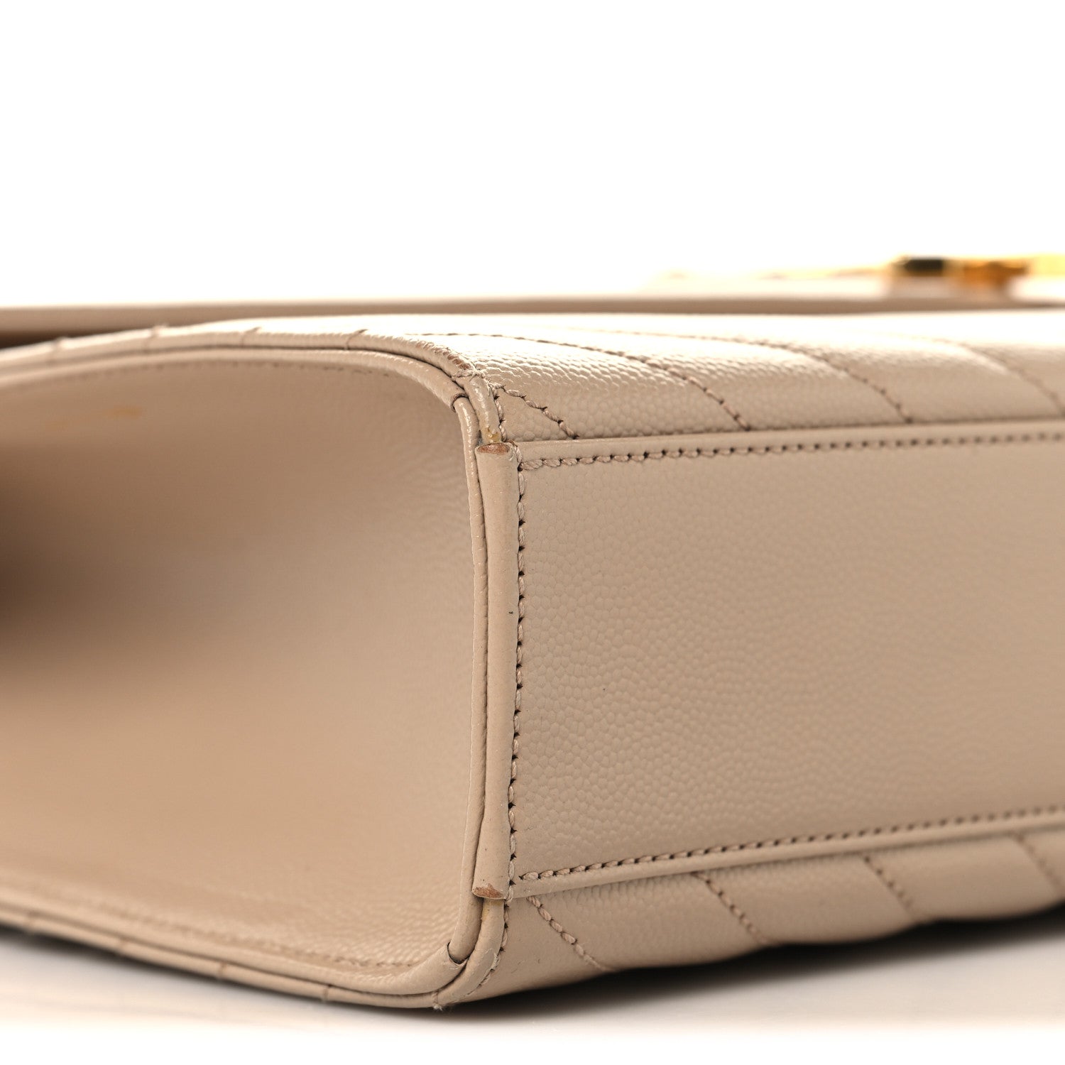 Saint Laurent Grain De Poudre Matelasse Chevron Large Monogram Satchel Dark Beige 9 of 10