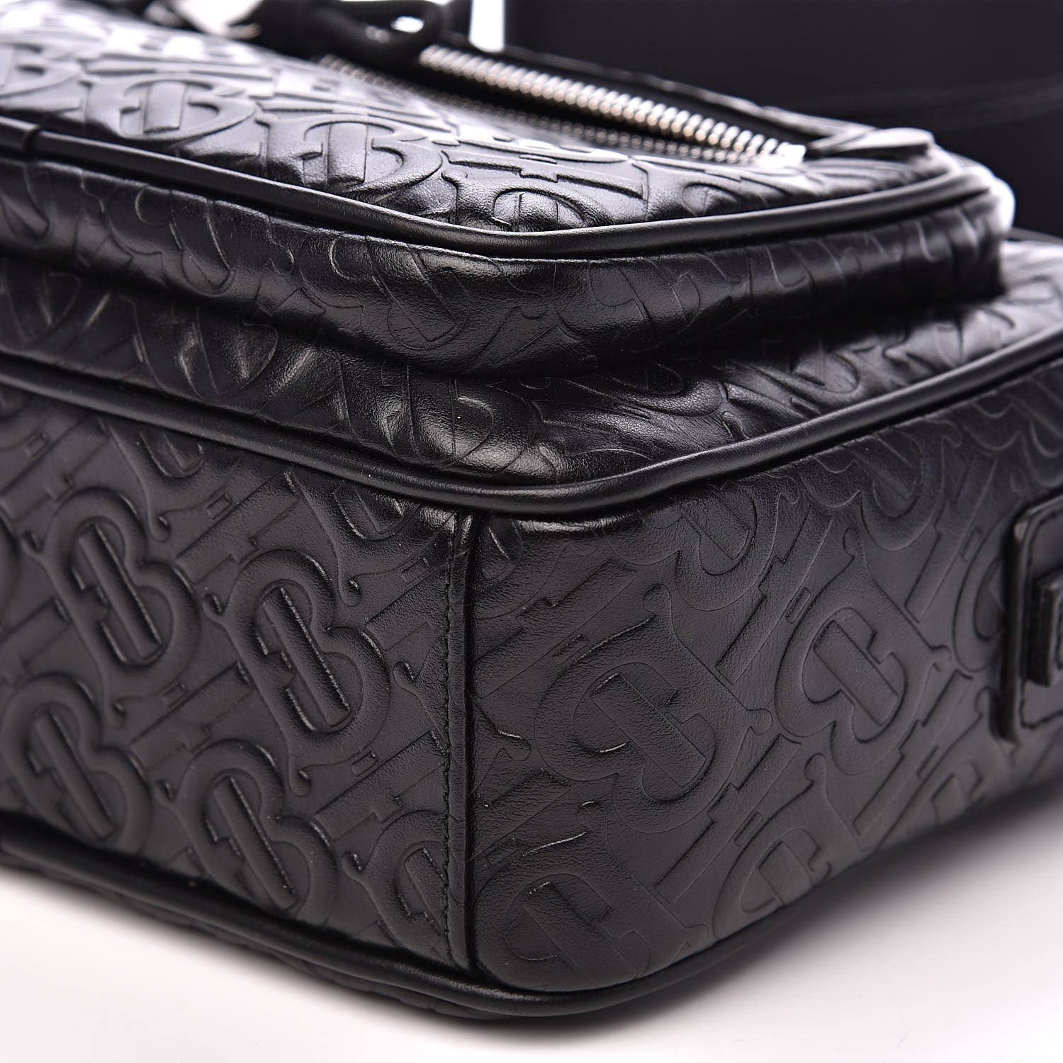 Burberry Calfskin Embossed Monogram Small Camera Bag Black 8 of 8