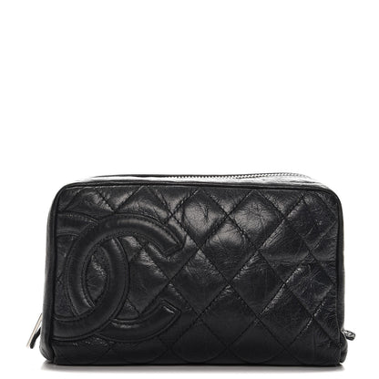 Chanel Aged Calfskin Quilted Cambon Cosmetic Case Black 1 of 10