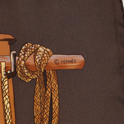 Hermes Silk Passementerie Scarf 90 Marron Beige Dore Rouge Fonce 4 of 4