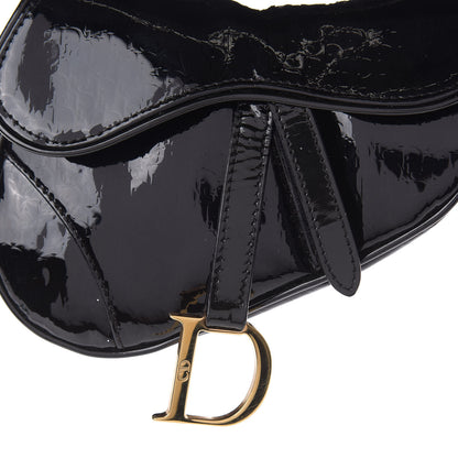 Christian Dior Patent Diorissimo Saddle Wristlet Black 9 of 10