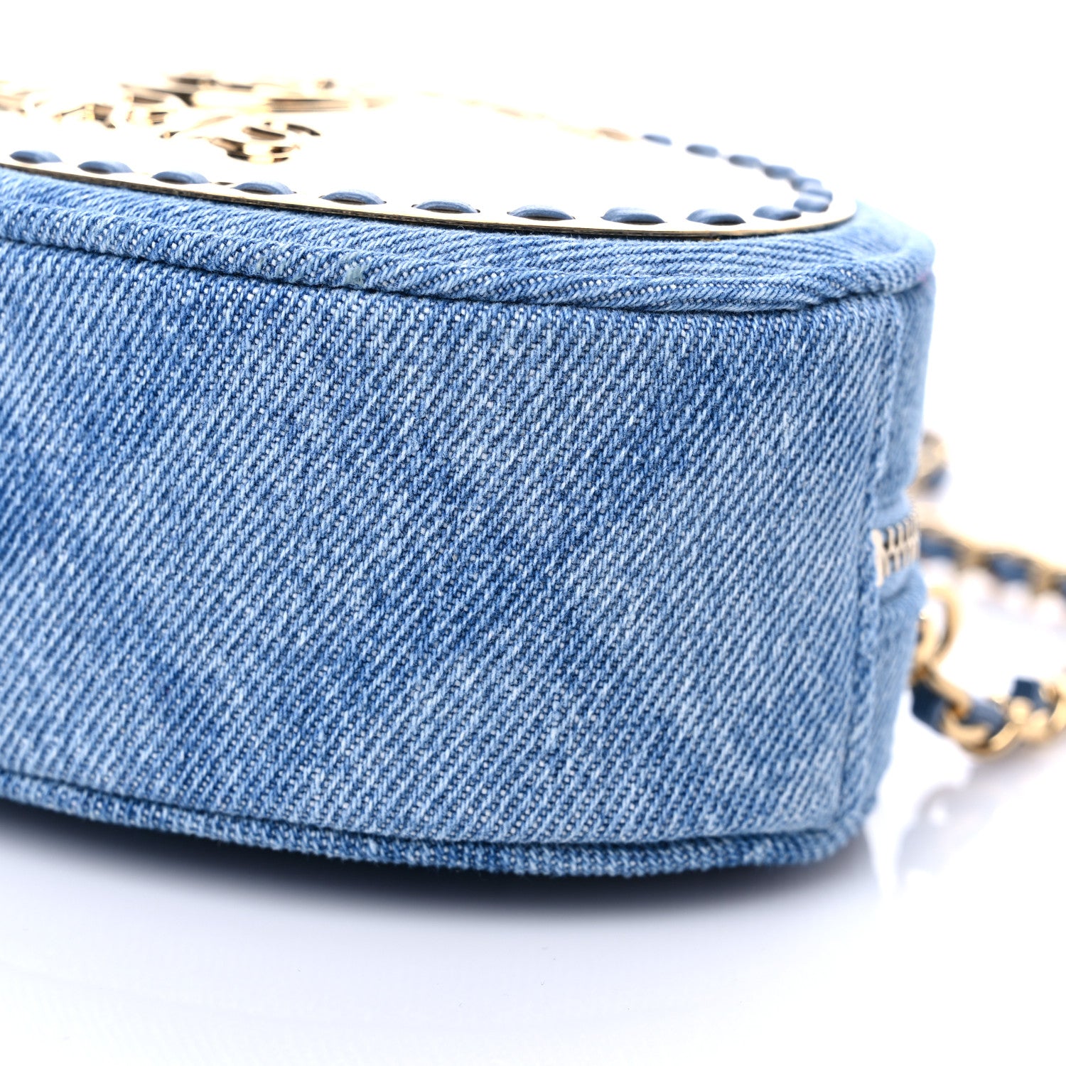 Chanel Denim Printed Chain Clutch Dark Blue 8 of 10