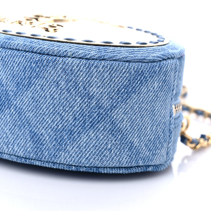 Chanel Denim Printed Chain Clutch Dark Blue 8 of 10