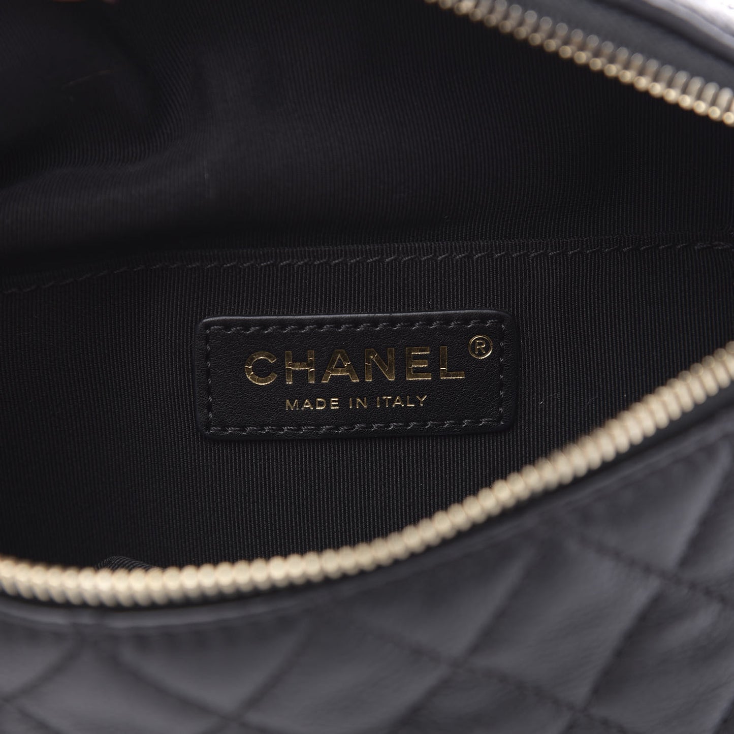 Calfskin Quilted Banane Waist Bag Fanny Pack Black