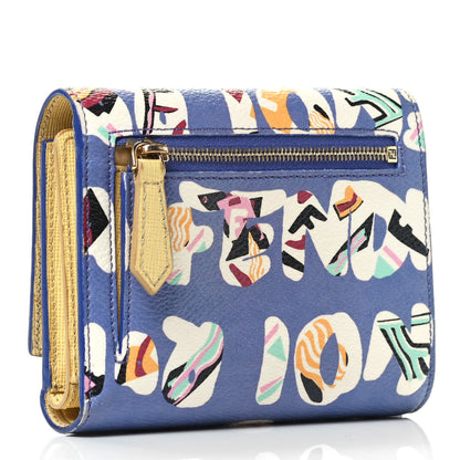 Fendi Glazed Fabric Vitello Elite Fendi Roma French Wallet Cassis Paglia 2 of 4