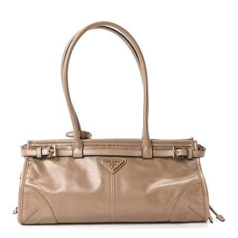 Glossy Calfskin Triangle Medium Bonnie Shoulder Bag Cameo
