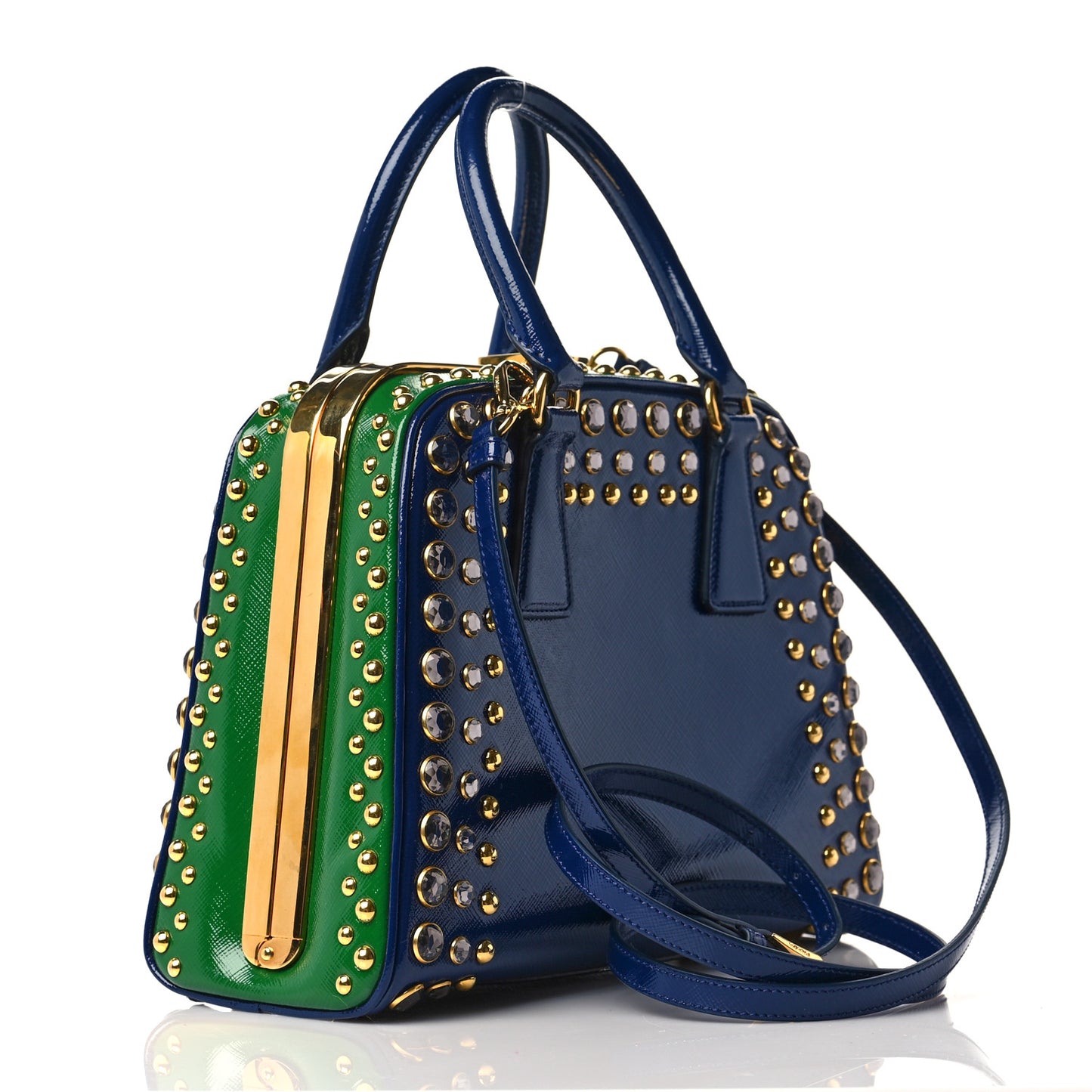Saffiano Vernice Crystal Bag Bluette Verde