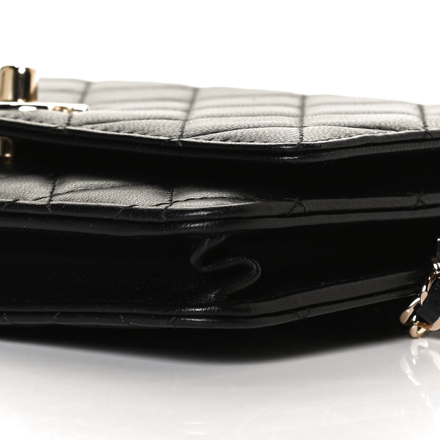 Lambskin Quilted Trendy CC Wallet On Chain WOC Black