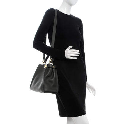 Fendi Vitello Seta Shiny Nappa Medium Peekaboo Iconic Satchel Verde Prato Makeup 2 of 11