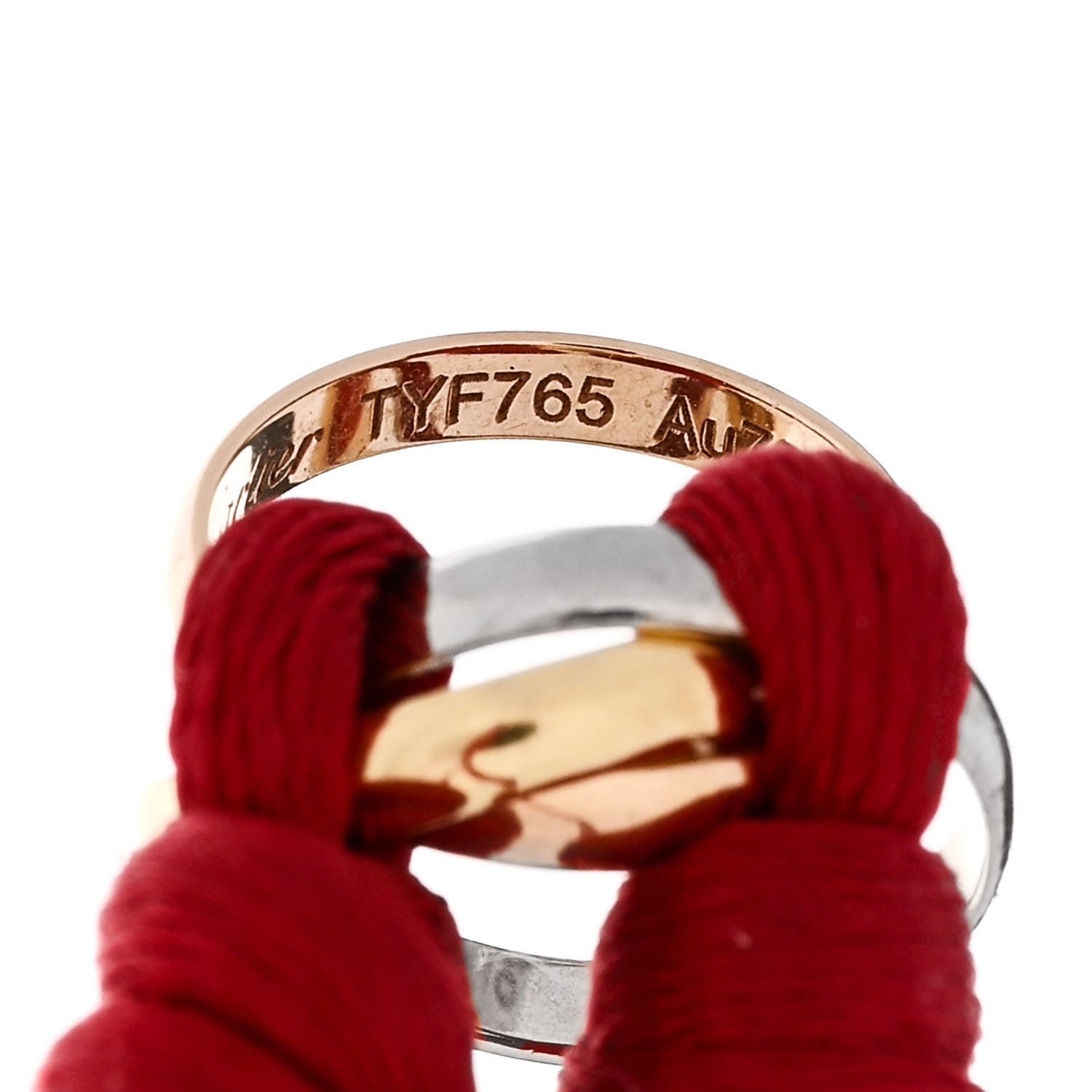 Cartier 18K Pink Yellow White Gold Trinity Cord Bracelet Red 4 of 6