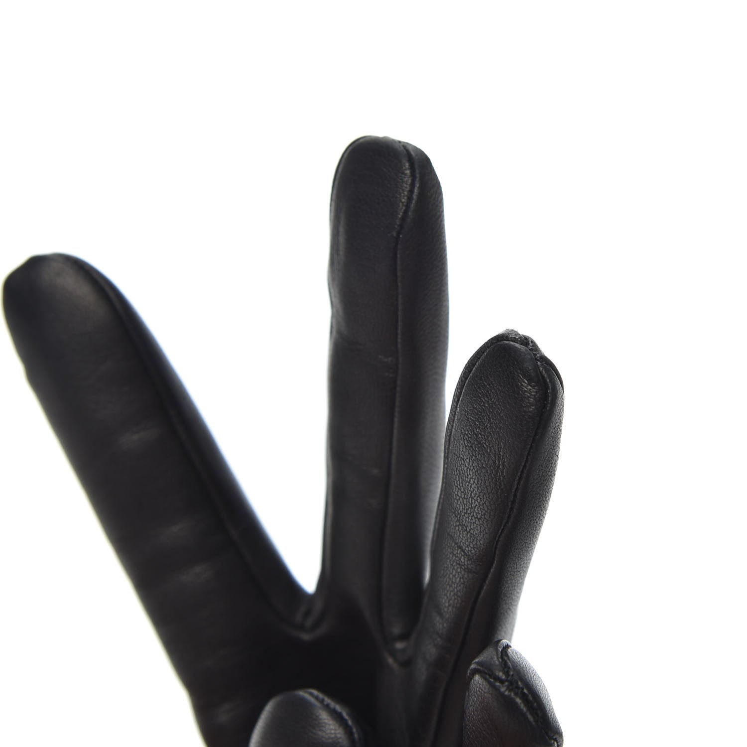Hermes Lambskin Soya Kelly Lock Gloves 7 Black 6 of 6