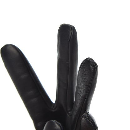 Hermes Lambskin Soya Kelly Lock Gloves 7 Black 6 of 6