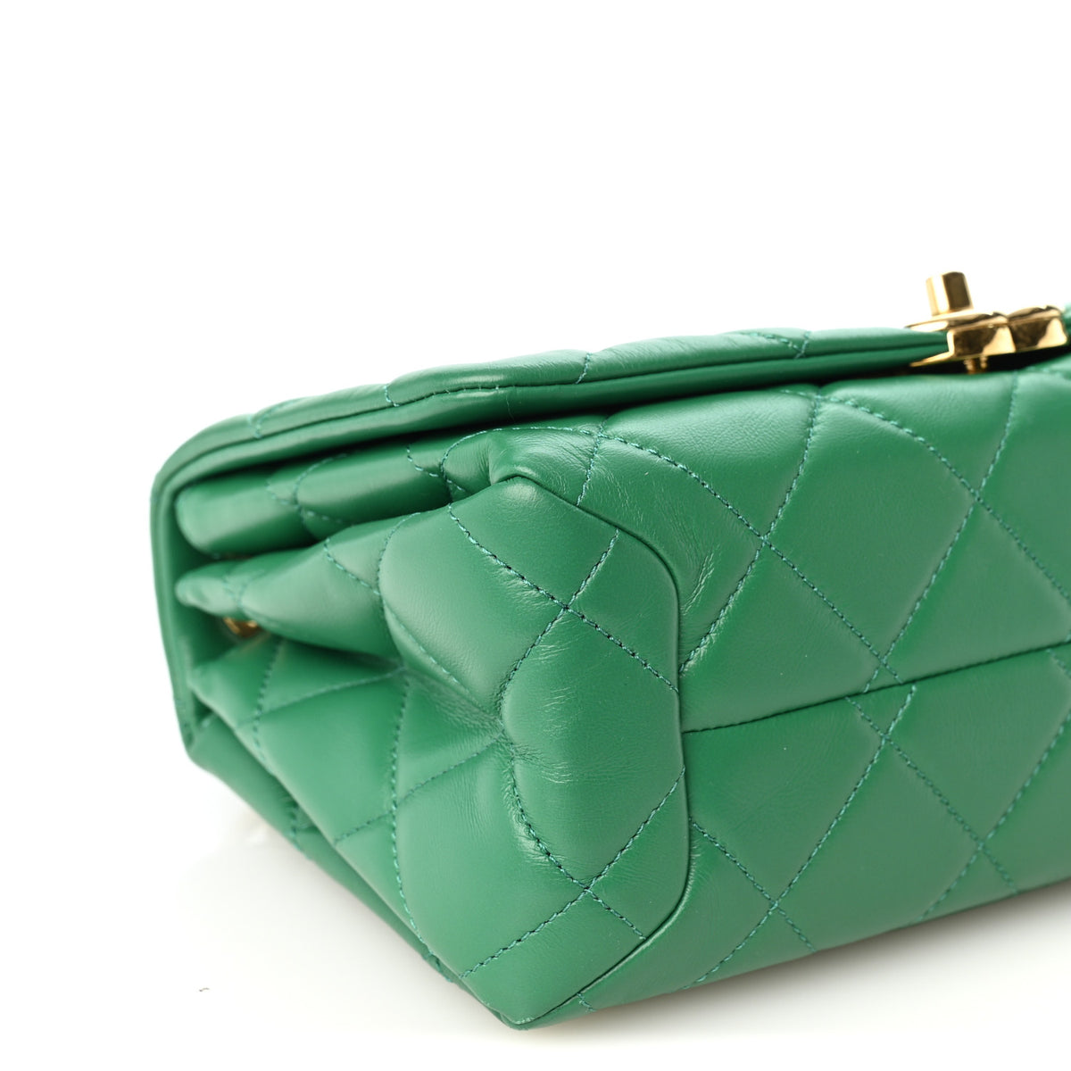 Lambskin Quilted Medium Color Match Flap Green