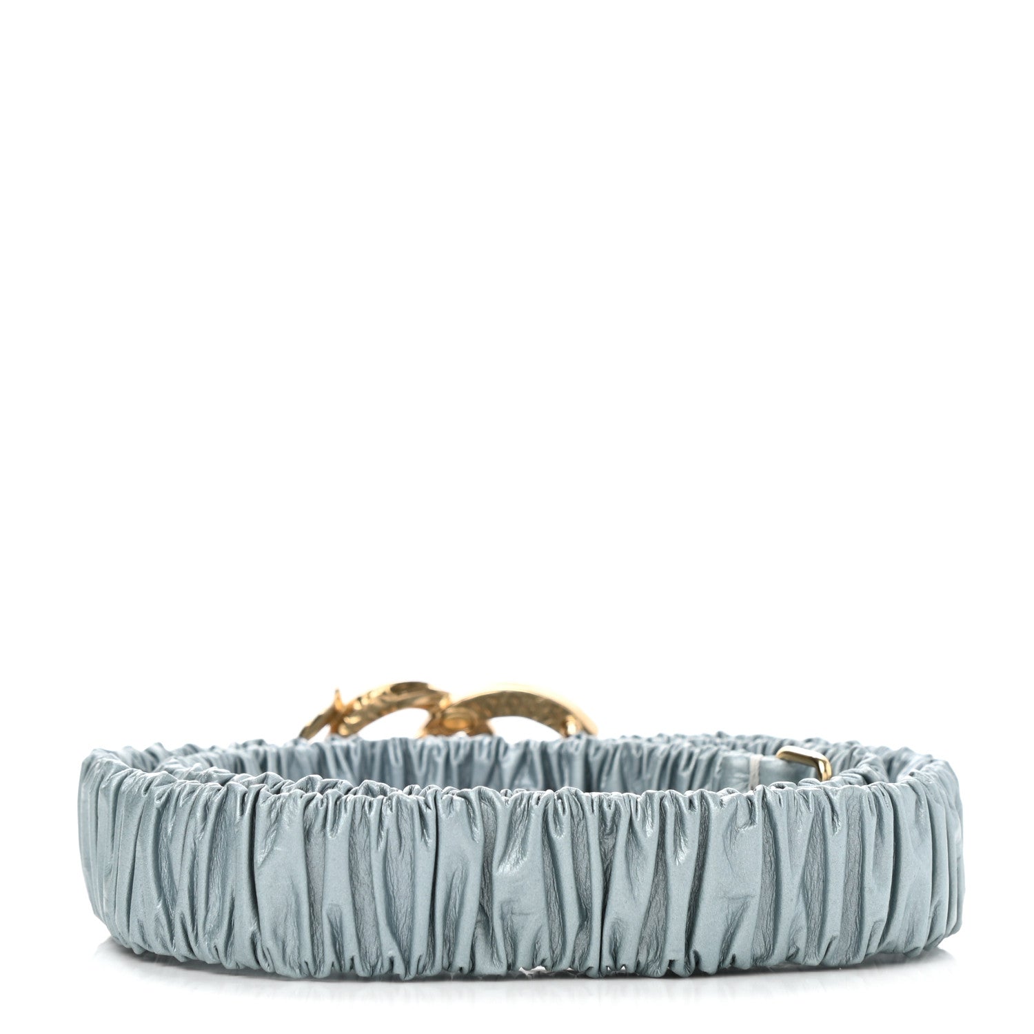Chanel Calfskin Strass Ruched CC Belt 75 30 Light Blue 2 of 5
