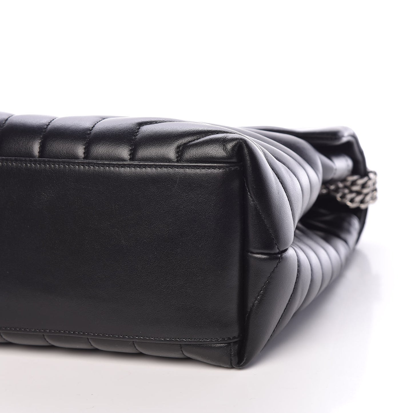 Calfskin Y Quilted Monogram Medium Loulou Chain Satchel Black