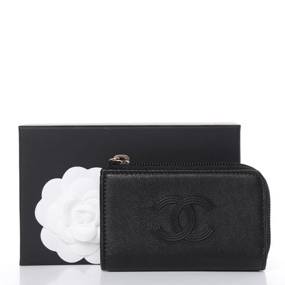 Chanel Calfskin Chain Embossed CC Key Holder Case Black 8 of 8