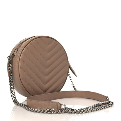 Saint Laurent Grain De Poudre Matelasse Chevron Quilted Round Vinyle Camera Bag Gold Sand 3 of 10