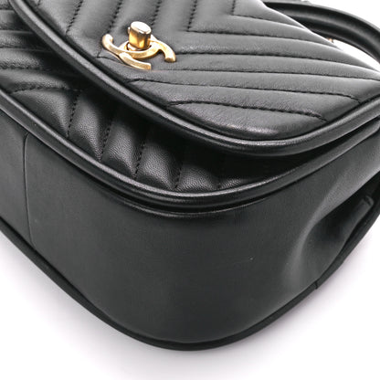 Chanel Lambskin Reverse Chevron Quilted Mini Round Top Handle Flap Black 11 of 11