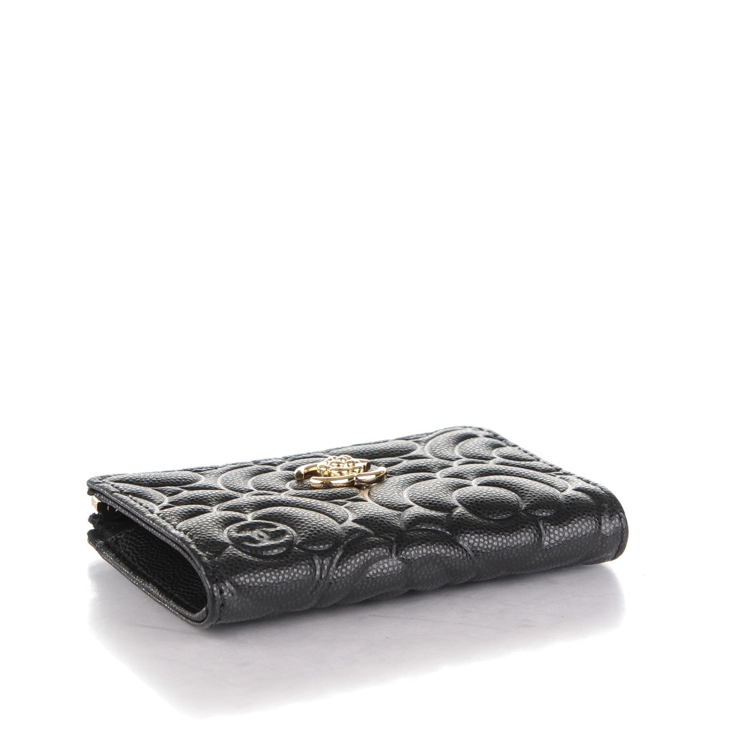Chanel Caviar Camellia Embossed Key Holder Case Black 4 of 7