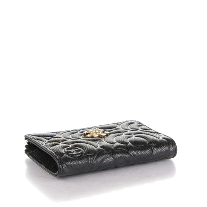 Chanel Caviar Camellia Embossed Key Holder Case Black 4 of 7