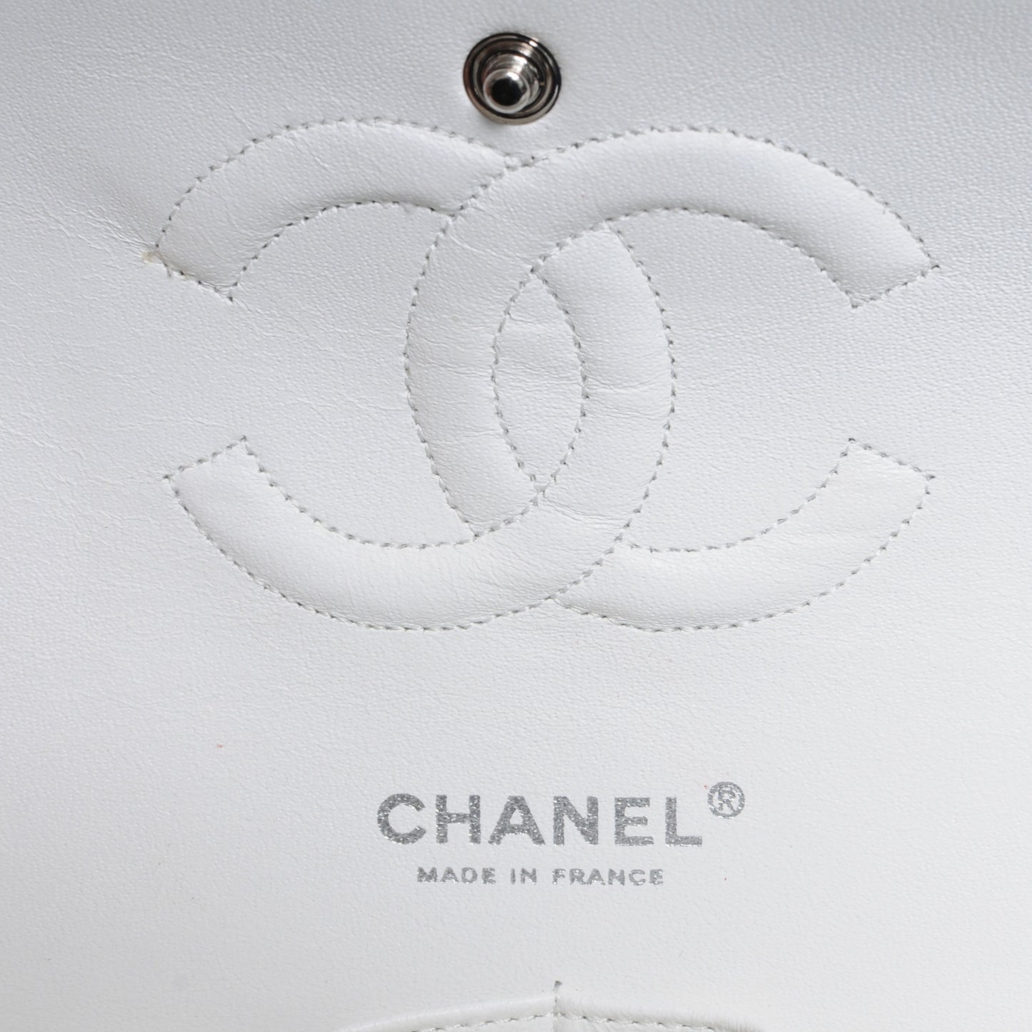 Caviar Quilted Medium Double Flap White
