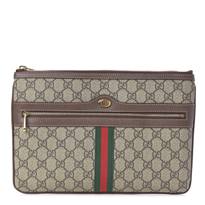 Gucci GG Supreme Monogram Large Ophidia Pouch Clutch Brown 1 of 7