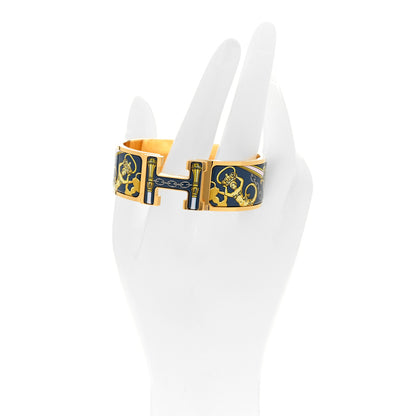 Hermes Enamel Printed Wide Musee Clic Clac H Bracelet PM Ecume 2 of 6