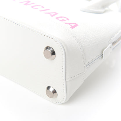 Balenciaga Grained Calfskin Logo XXS Ville Top Handle Bag White Fluo Pink 8 of 8
