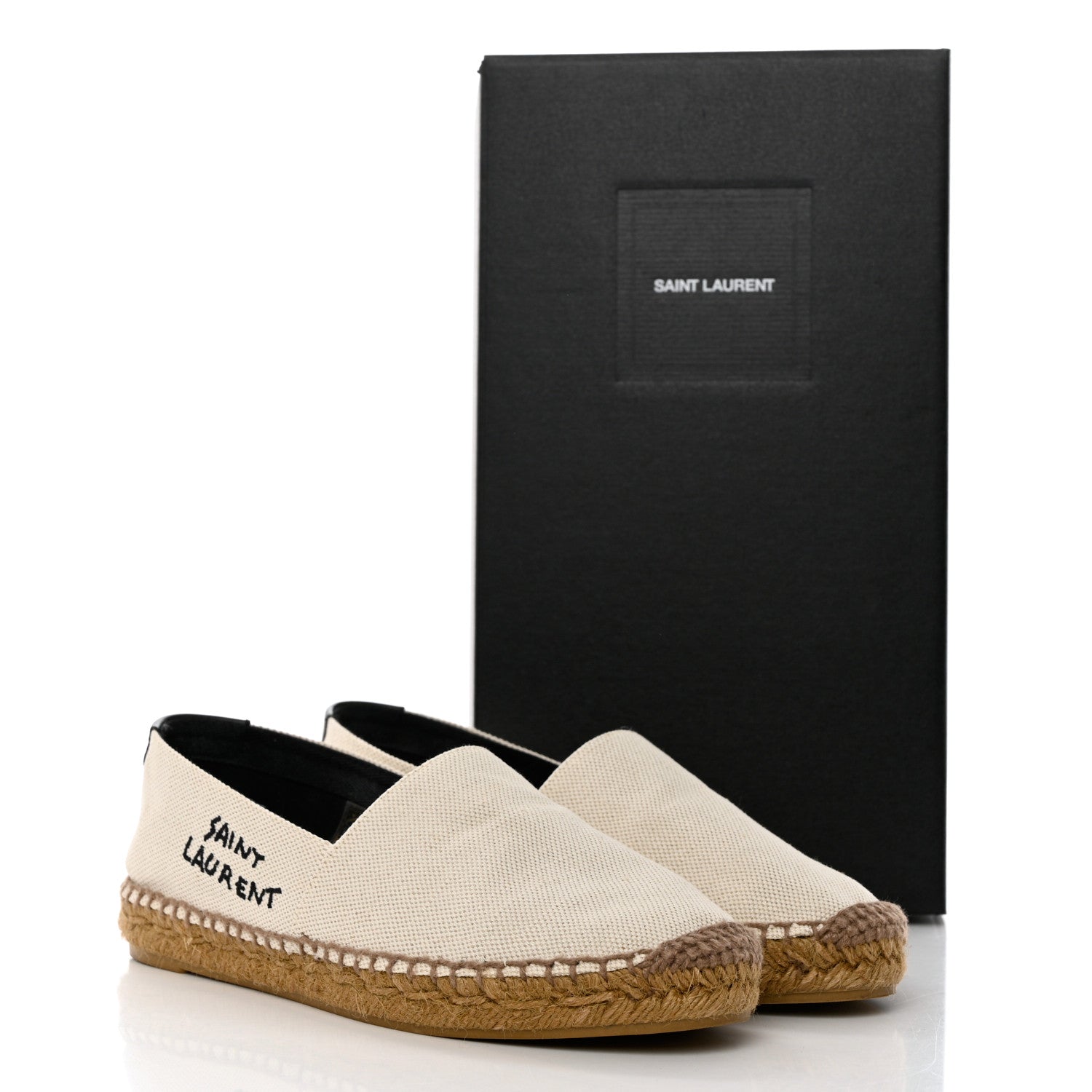 Saint Laurent Canvas Nappa Elba Light Logo Embroidered Espadrilles 36 Panna 12 of 12
