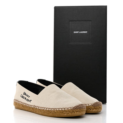 Saint Laurent Canvas Nappa Elba Light Logo Embroidered Espadrilles 36 Panna 12 of 12