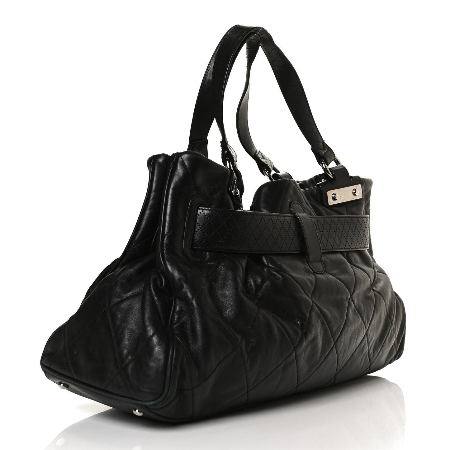 Lambskin Quilted Tote Black