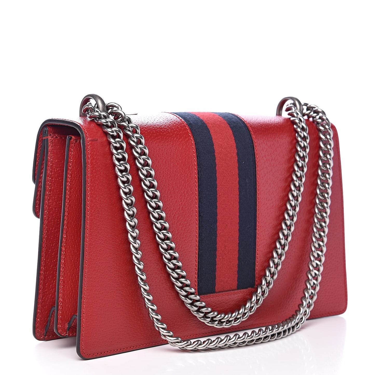 Calfskin Web Floral Embroidered Small Dionysus Shoulder Bag Hibiscus Red