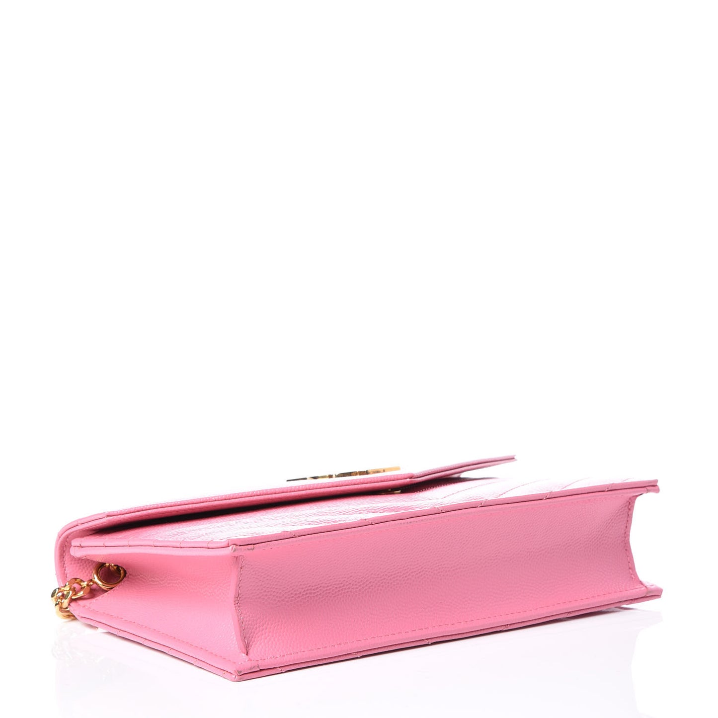 Grain De Poudre Matelasse Chevron Monogram Envelope Chain Wallet Indian Pink