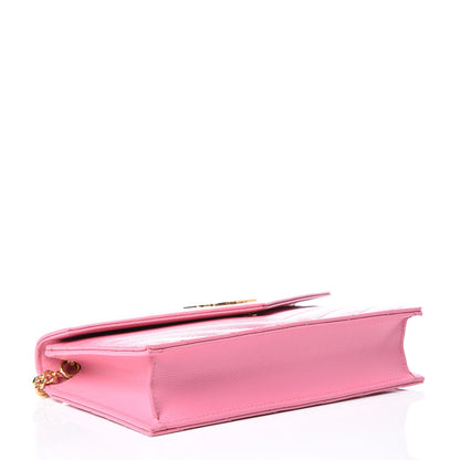 Saint Laurent Grain De Poudre Matelasse Chevron Monogram Envelope Chain Wallet Indian Pink 3 of 10