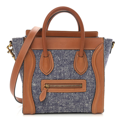 Celine Smooth Calfskin Tweed Nano Luggage Tan 1 of 15