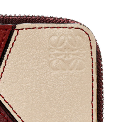 Loewe Calfskin Puzzle Colorblock Coin Card Holder Wine Garnet 8 of 8