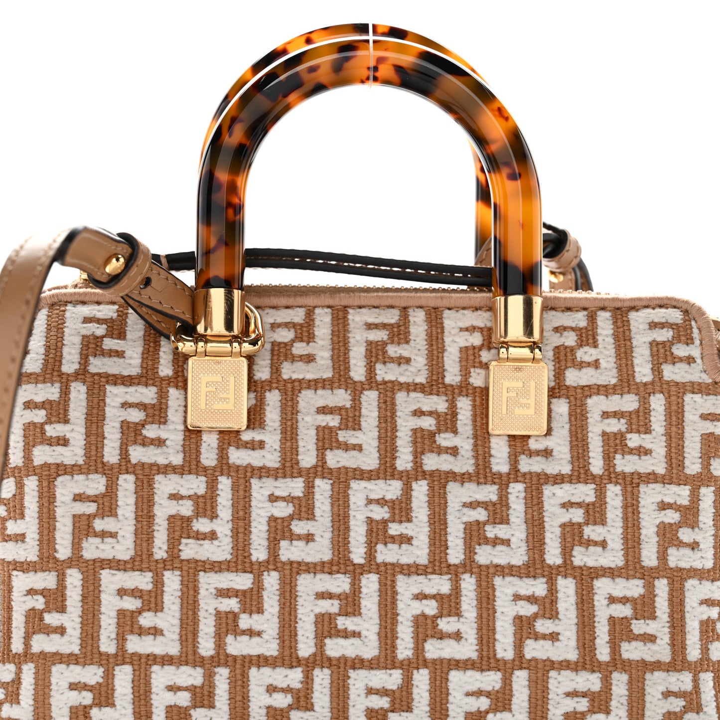 Raffia Chenille Vitello King Plexiglass Micro FF Mini By The Way Top Handle Boston Bag Naturale White