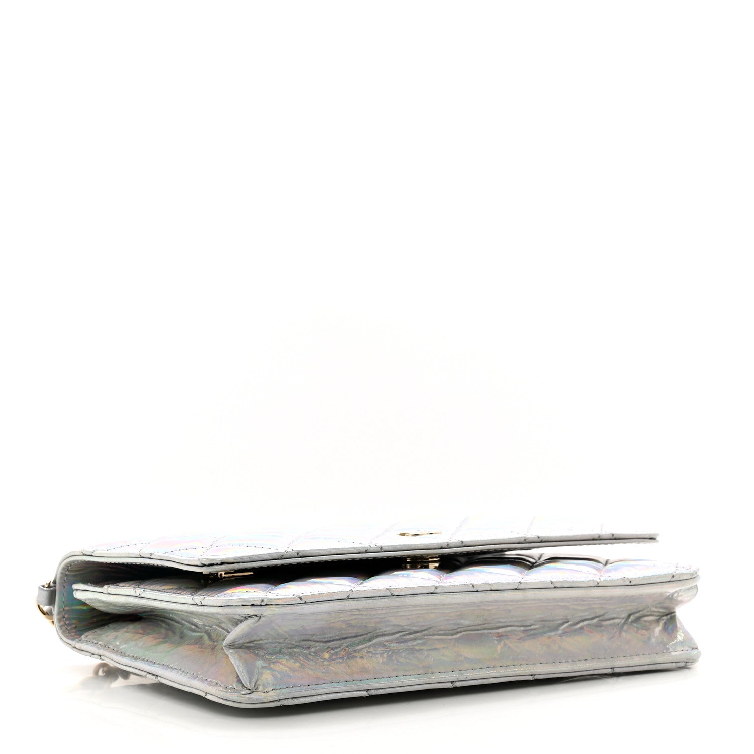 Chanel Iridescent Goatskin Quilted Wallet On Chain WOC Silver 4 of 12