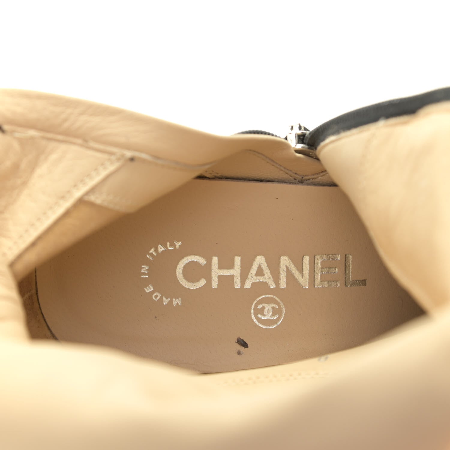 Chanel Suede Calfskin CC Cap Toe Knee High Boots 40 Black Grey 13 of 13