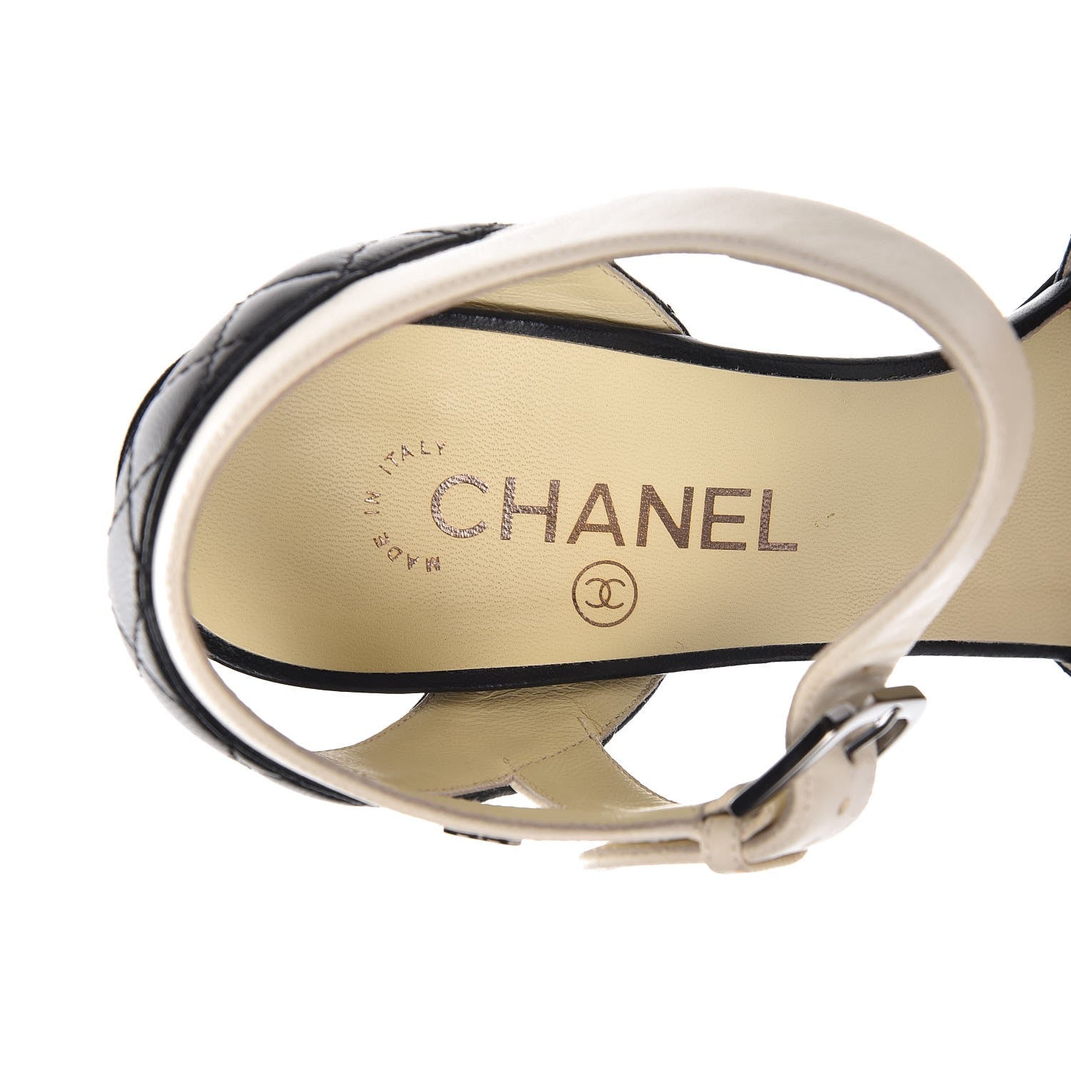 Chanel Lambskin Quilted CC Sandals 39 Black White 10 of 12