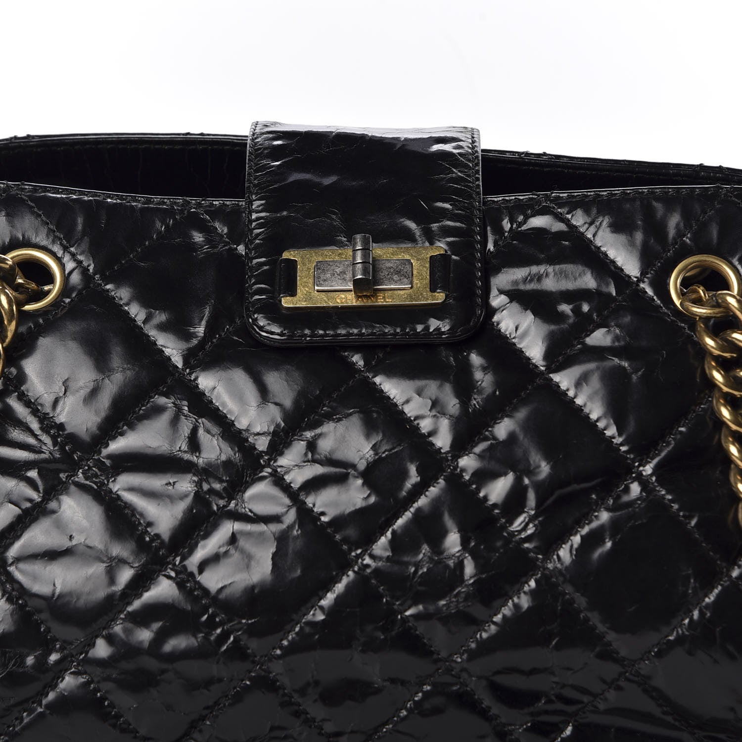 Chanel Glazed Crackled Calfskin Small Reissue Tote Black 9 of 9