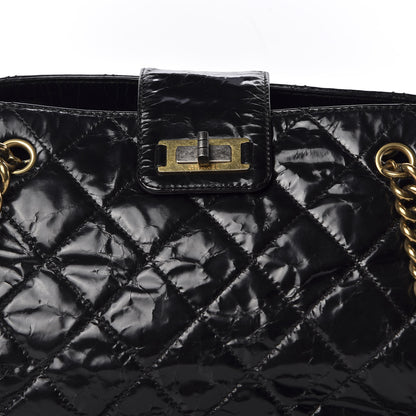 Chanel Glazed Crackled Calfskin Small Reissue Tote Black 9 of 9