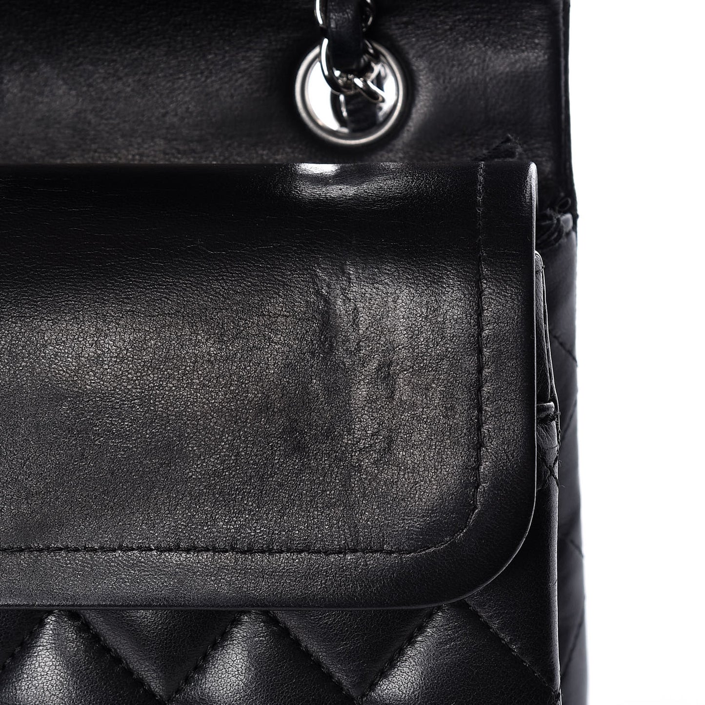 Lambskin Quilted Medium Double Flap Bag Black