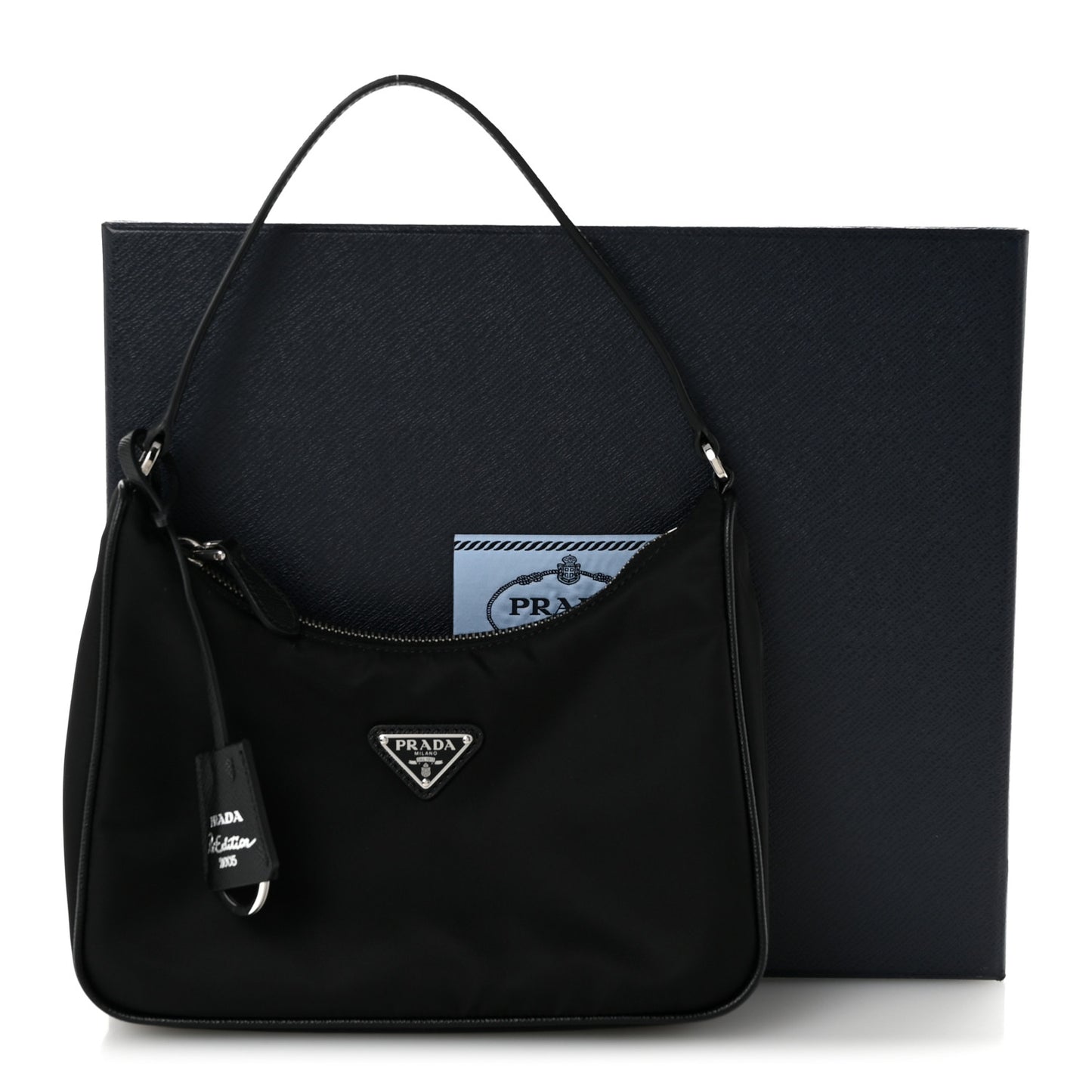 Tessuto Nylon Saffiano Mini Re-Edition 2005 Bag Black
