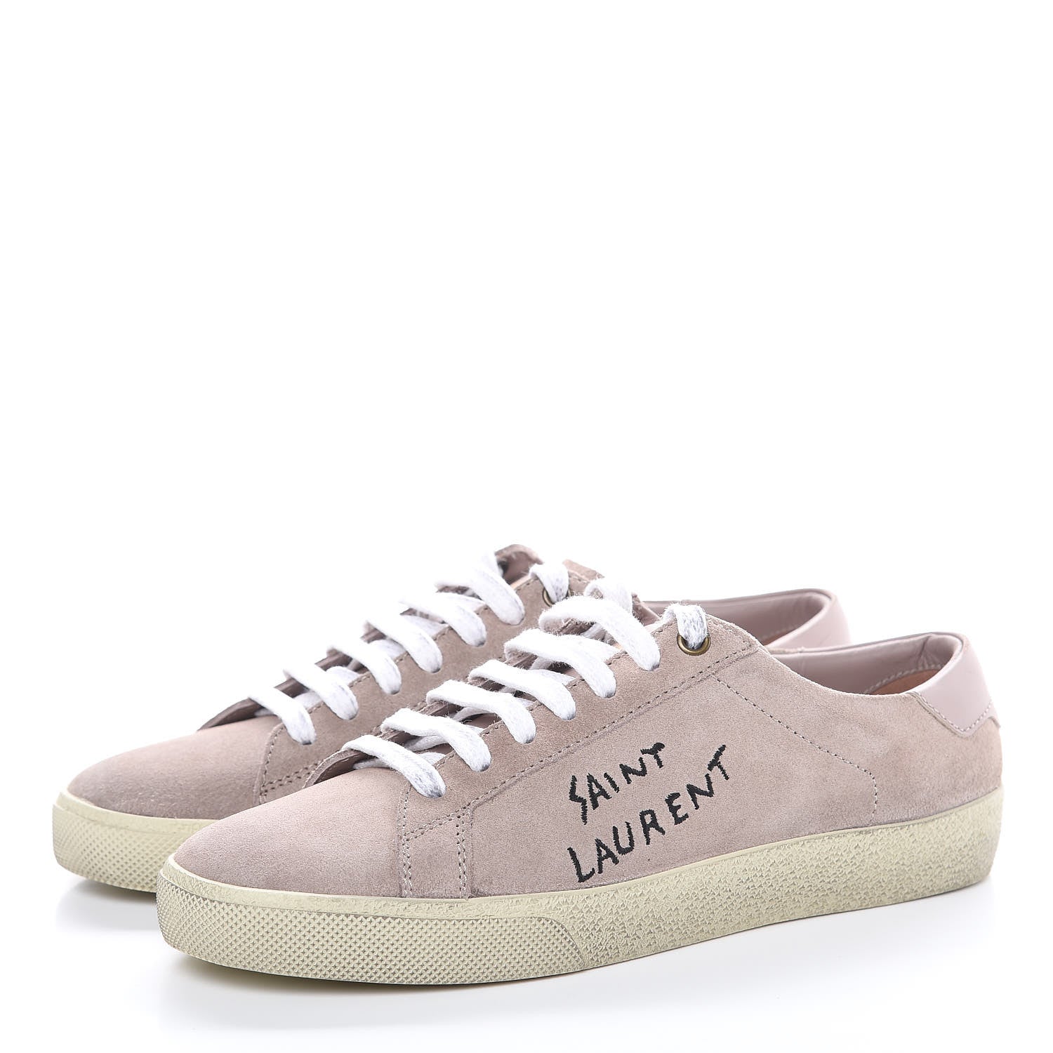 Saint Laurent Distressed Suede Womens Court Classic Sneakers 37 Rose Antique 3 of 12