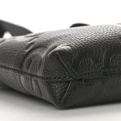 Gucci Piuma Calfskin Jumbo GG Embossed Medium Wristlet Messenger Bag Black 9 of 10