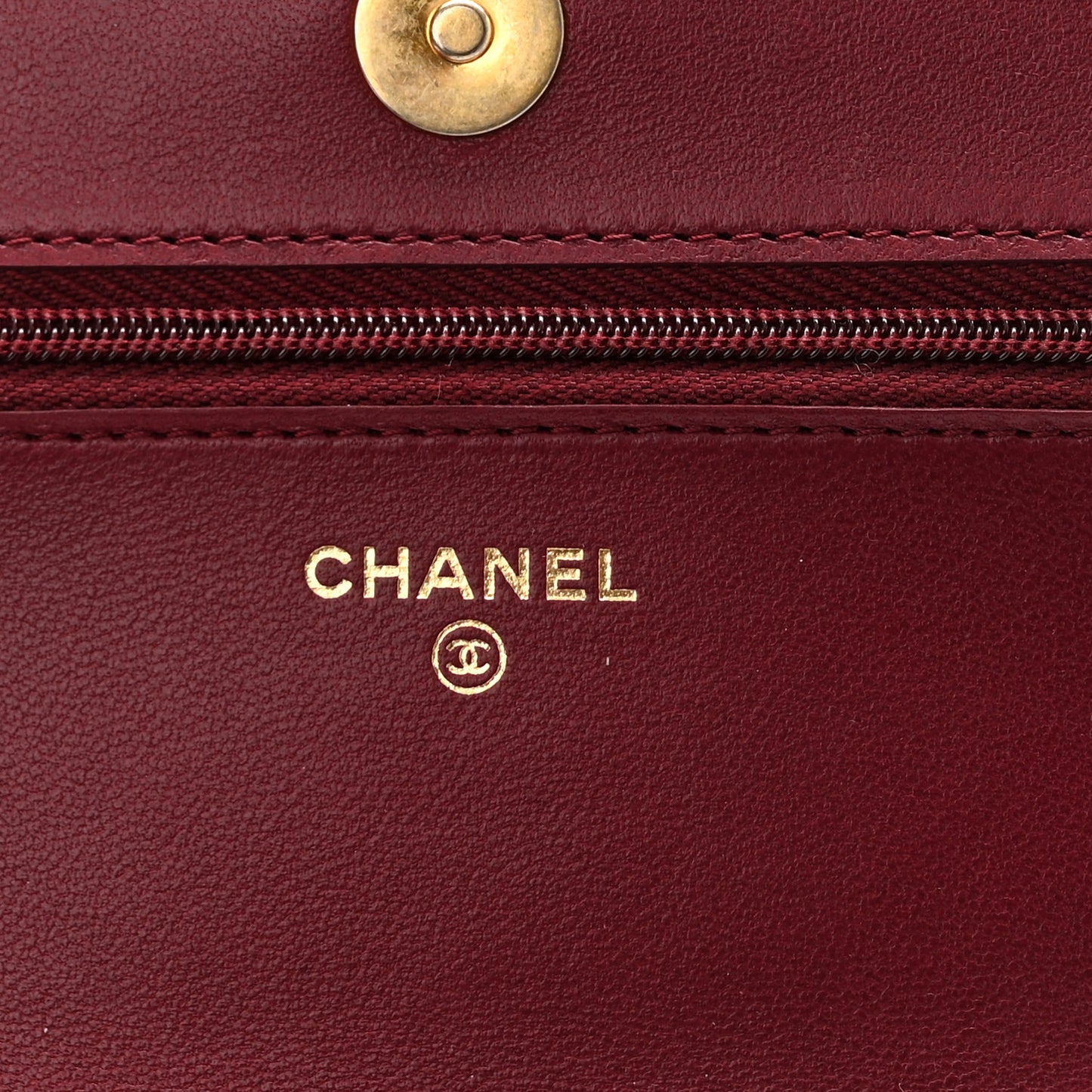 Lambskin Quilted Pick Me Up Wallet On Chain WOC Burgundy