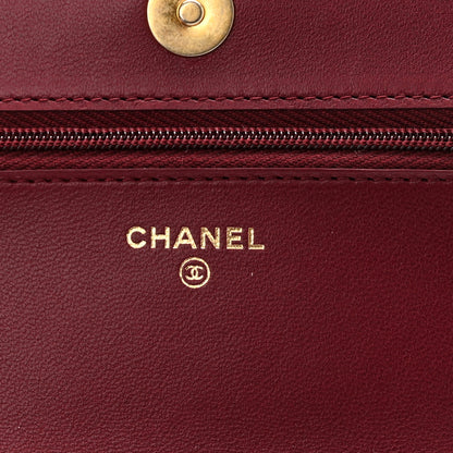 Chanel Lambskin Quilted Pick Me Up Wallet On Chain WOC Burgundy 6 of 12